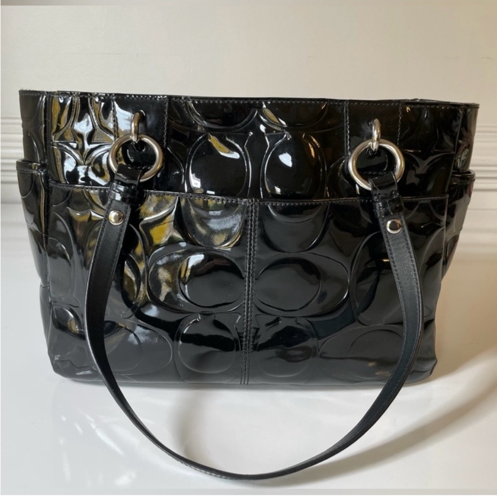 Coach Gallery Embossed Black Patent Leather Handbag/Tote  NWOT - Picture 3 of 11